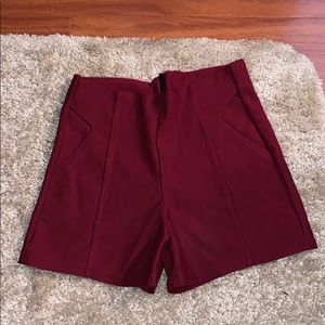 wine red shorts
